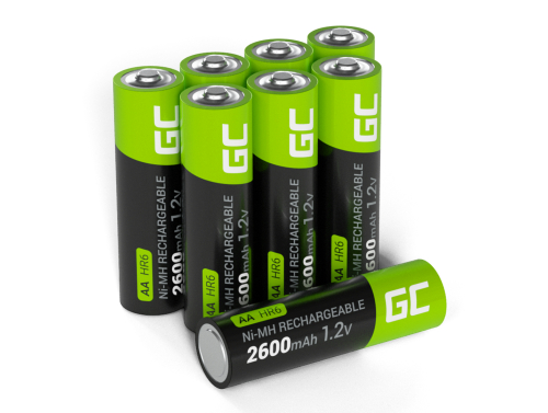 8x akumlátory AA R6 2600mAh Ni-MH dobíjecí baterie Green Cell