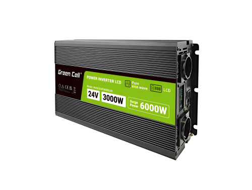 Green Cell PowerInverter LCD 24 V 3000 W/60000 W Čistý sínusový menič s displejom