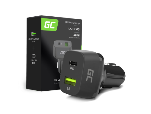 Green Cell Nabíječka do auta 48W Power Delivery s rychlonabíjením Quick Charge 3.0 - USB-C, USB-A
