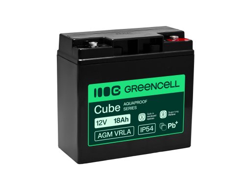 Greencell AGM VRLA 12V 18Ah bezúdržbový akumulátor do pokladny, hračky, kamery (181x77x167mm)