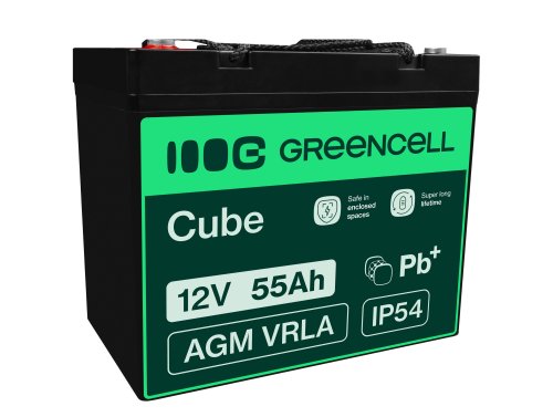 Green Cell® Gelová baterie AGM 12V 55Ah akumulátorová baterie koloběžka loď sekačka na trávu